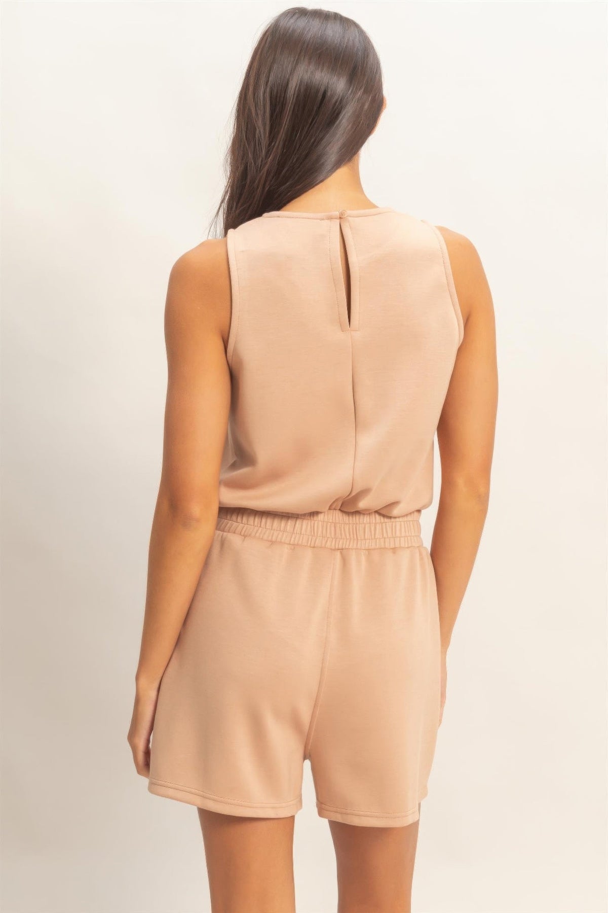 Drawstring Waist Sleeveless Romper