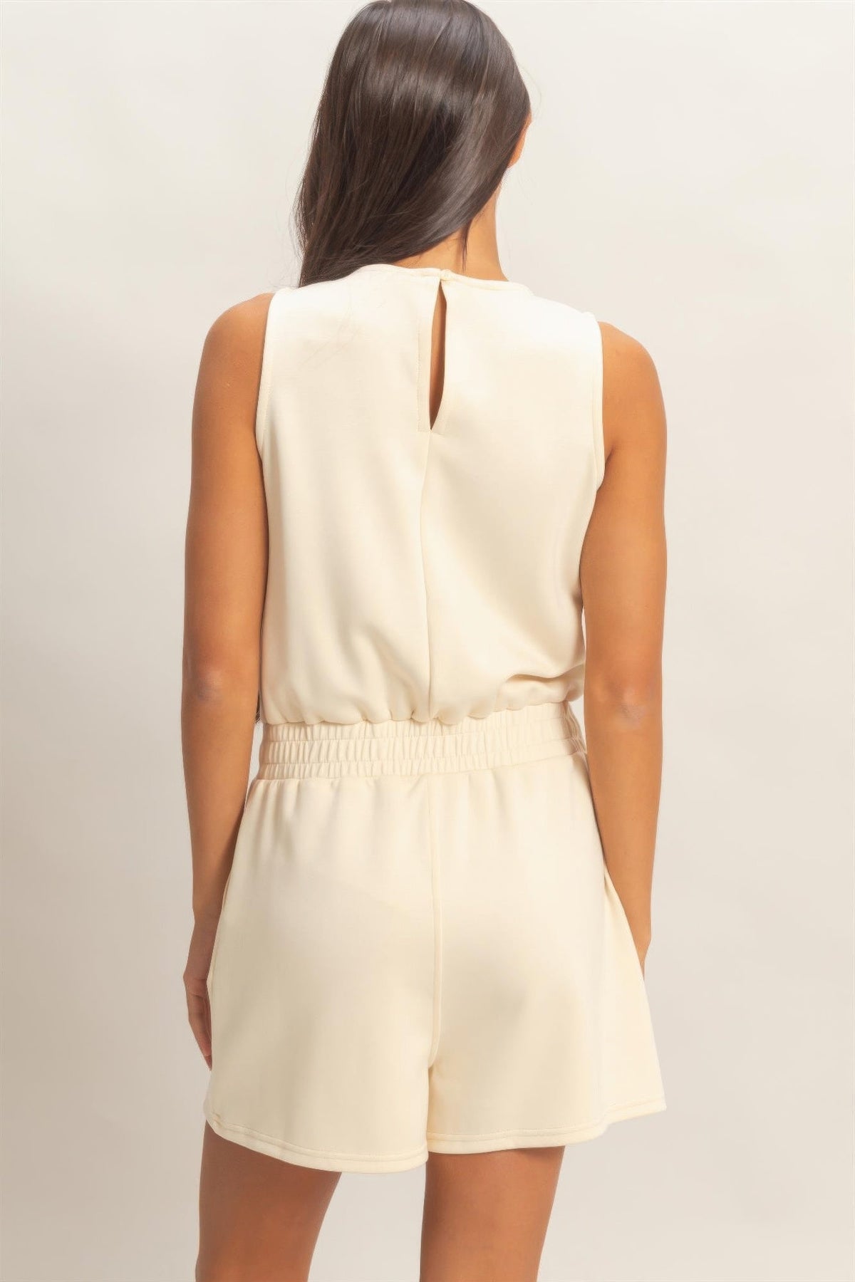 Drawstring Waist Sleeveless Romper