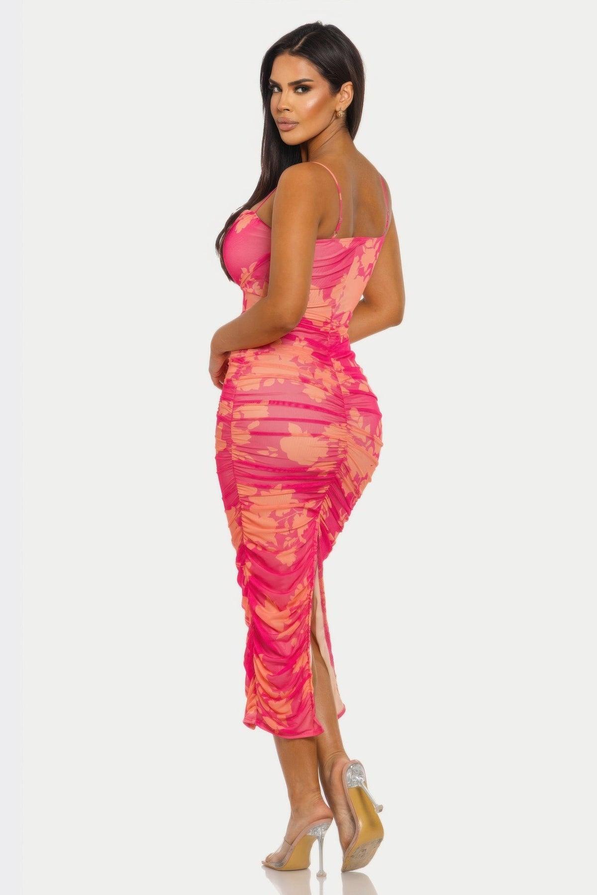 Sunset Bloom Mesh Dress