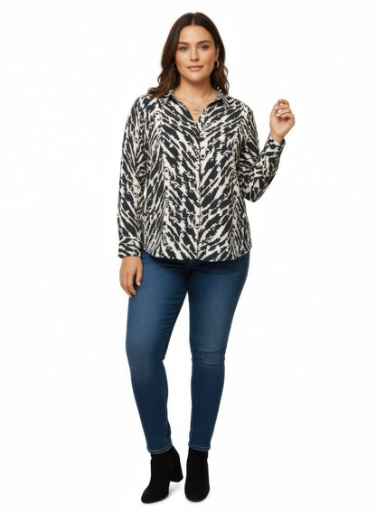 Zebra Print Button-up Shirt