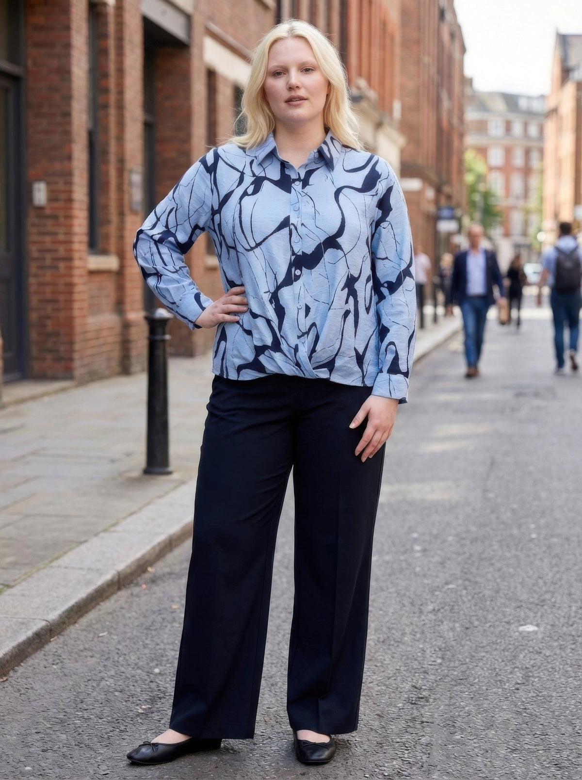 Rust Abstract Print Button-up Shirt