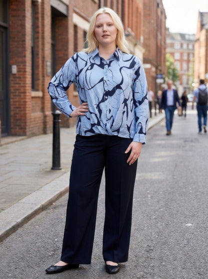 Rust Abstract Print Button-up Shirt