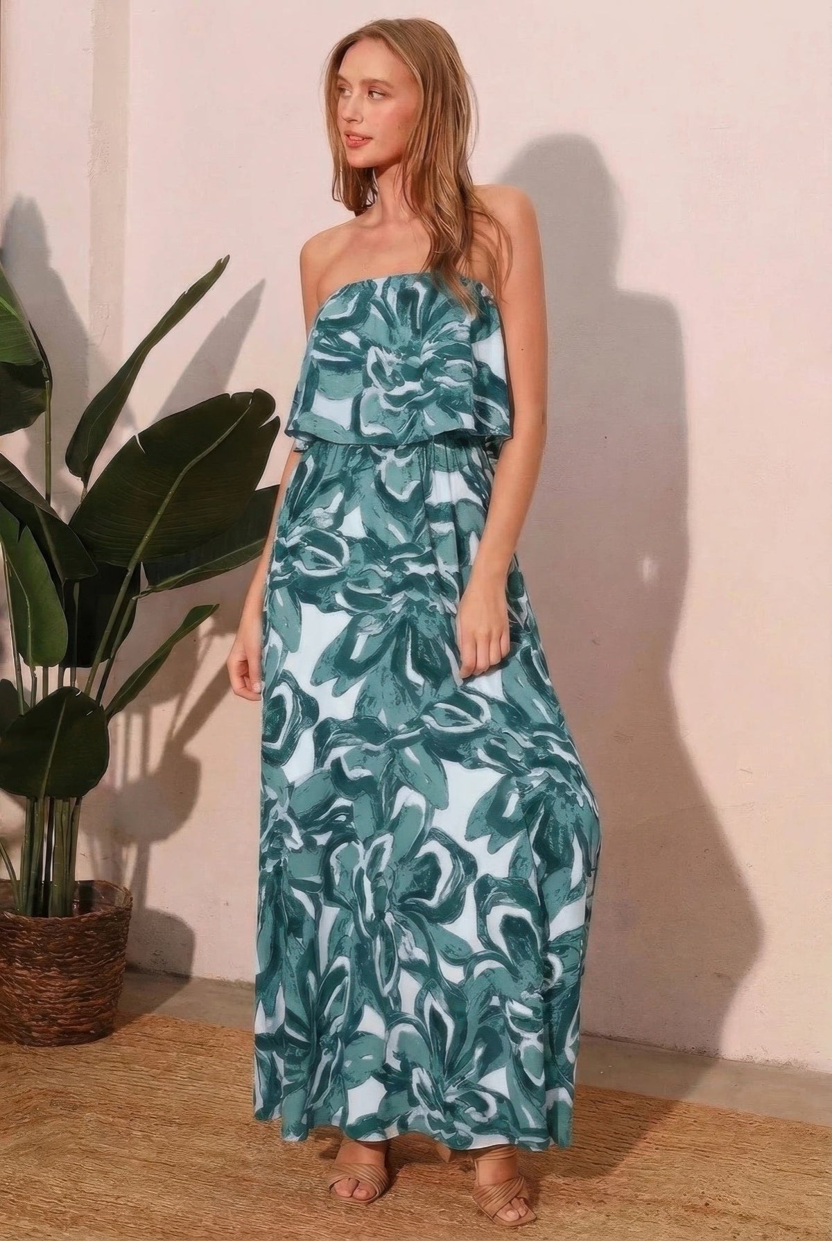 Chasing Petals Strapless Maxi Dress