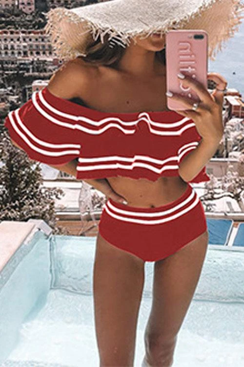 Clidress Ruffled Layered Bikini Swimsuit