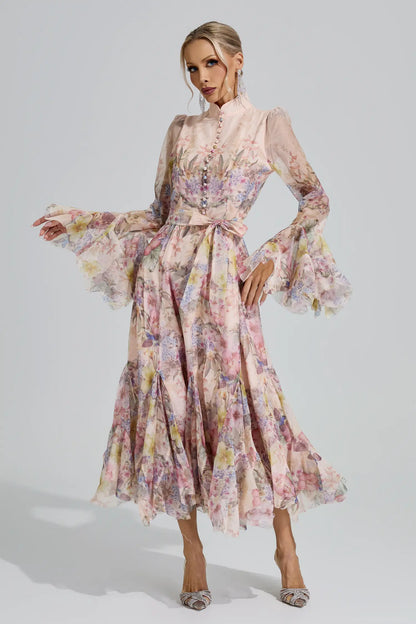 Ceres Apricot Floral Maxi Dress