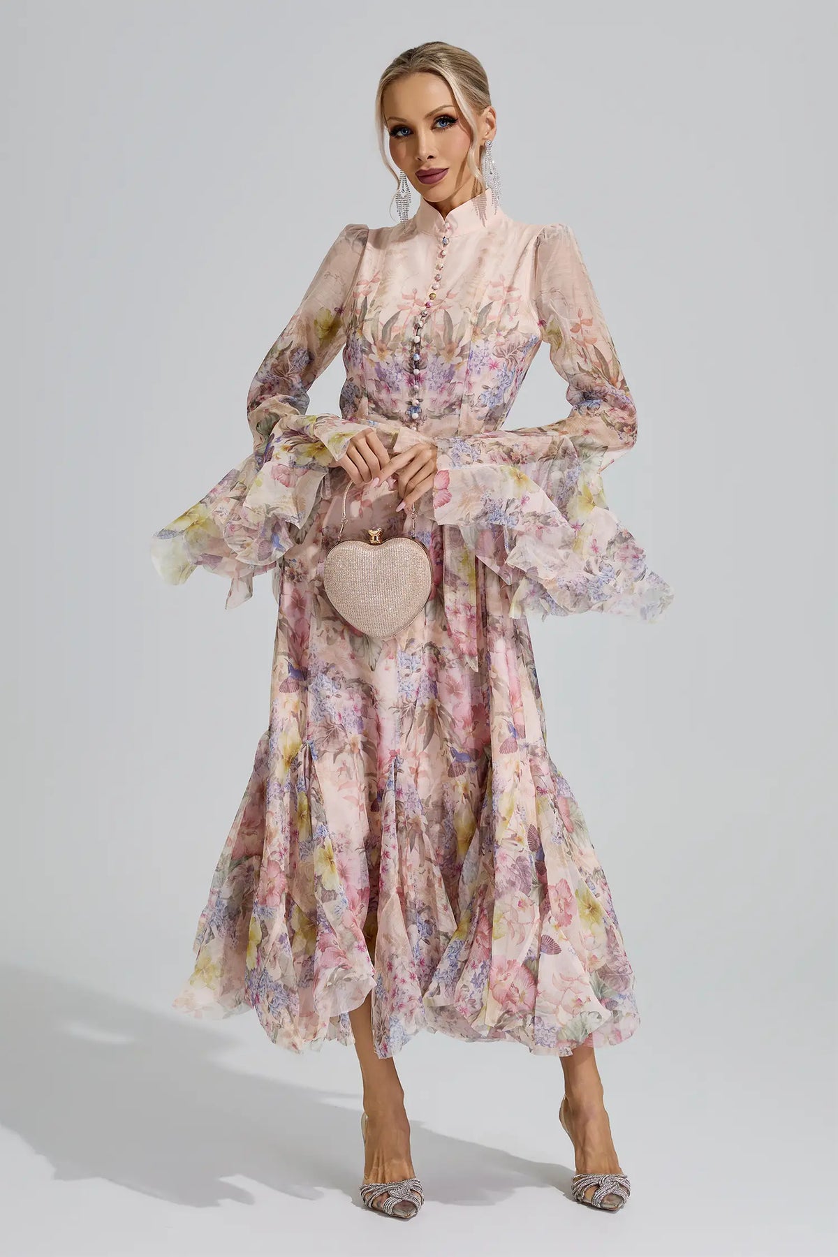Ceres Apricot Floral Maxi Dress