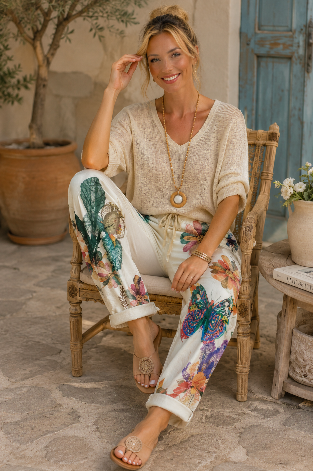 Artistic Floral Print Jogger Pants | Boutique Women's Trousers