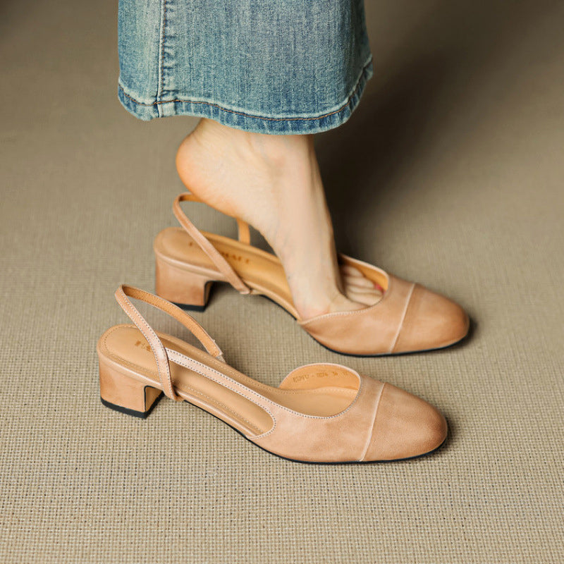 Chic Genuine Leather Slingback Heels
