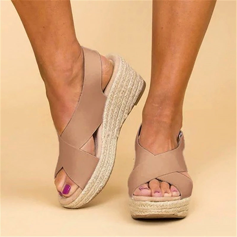 Chloé Montclair Cross-Strap Wedge Sandals