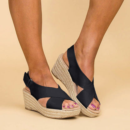 Chloé Montclair Cross-Strap Wedge Sandals