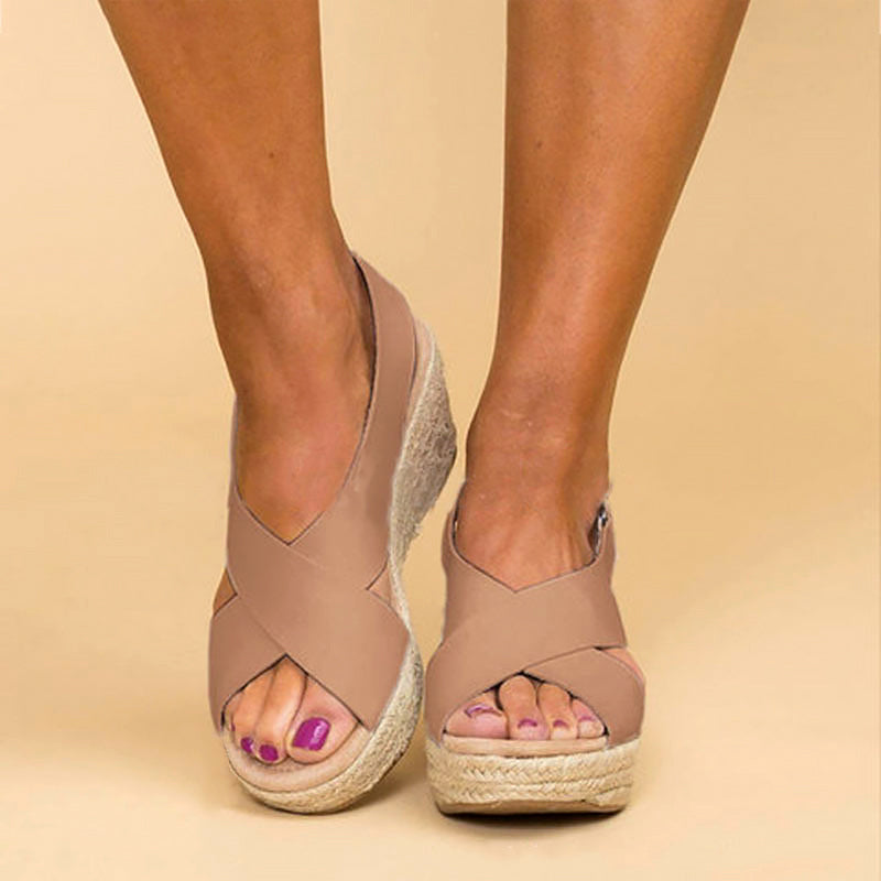 Chloé Montclair Cross-Strap Wedge Sandals