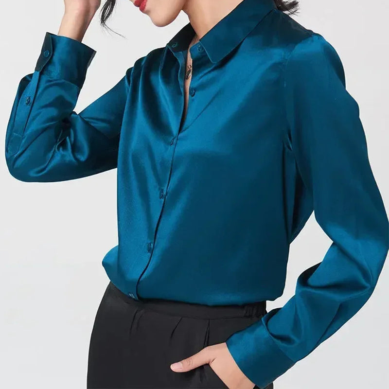 Chloé Montclair Satin Button-Up Blouse