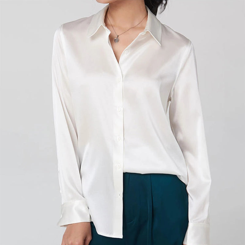 Chloé Montclair Satin Button-Up Blouse