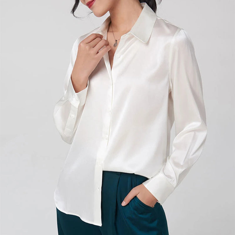 Chloé Montclair Satin Button-Up Blouse