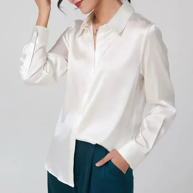 Chloé Montclair Satin Button-Up Blouse