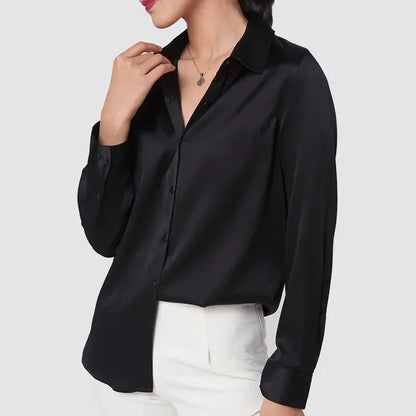 Chloé Montclair Satin Button-Up Blouse