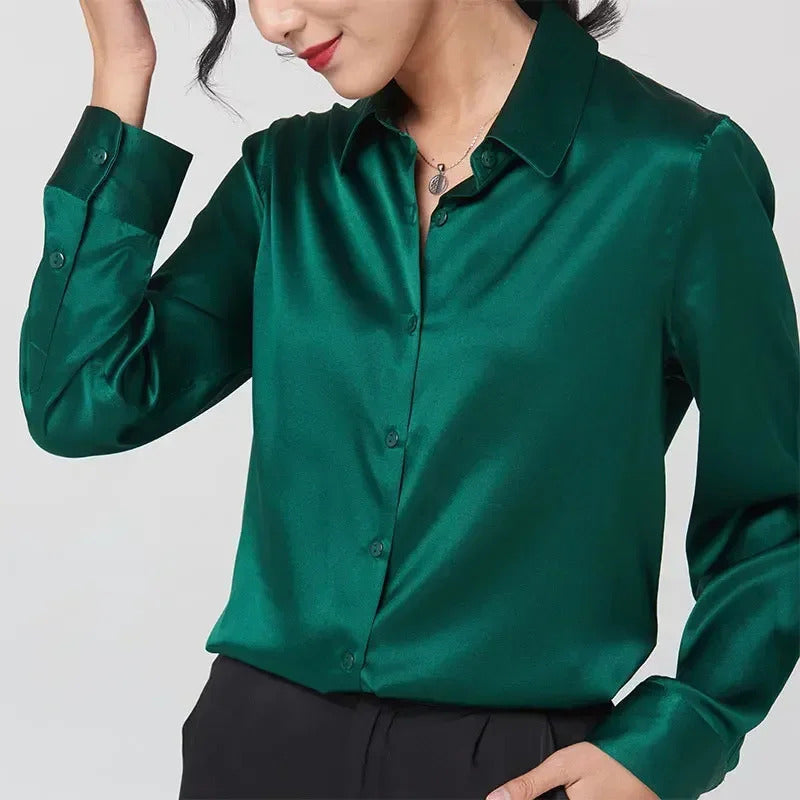 Chloé Montclair Satin Button-Up Blouse