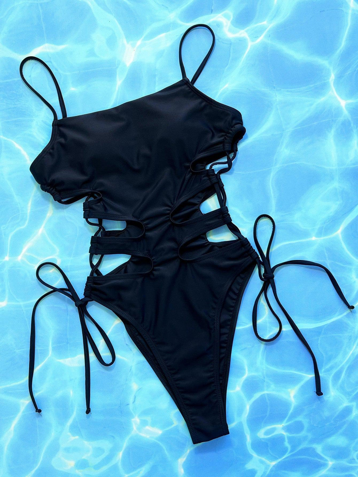Lee's Cutout Lace-Up Spaghetti Strap One-Piece Swimsuit