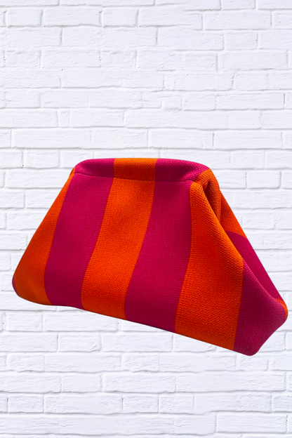 Make Up Bag or Clutch Bag orange and Cerise Pink