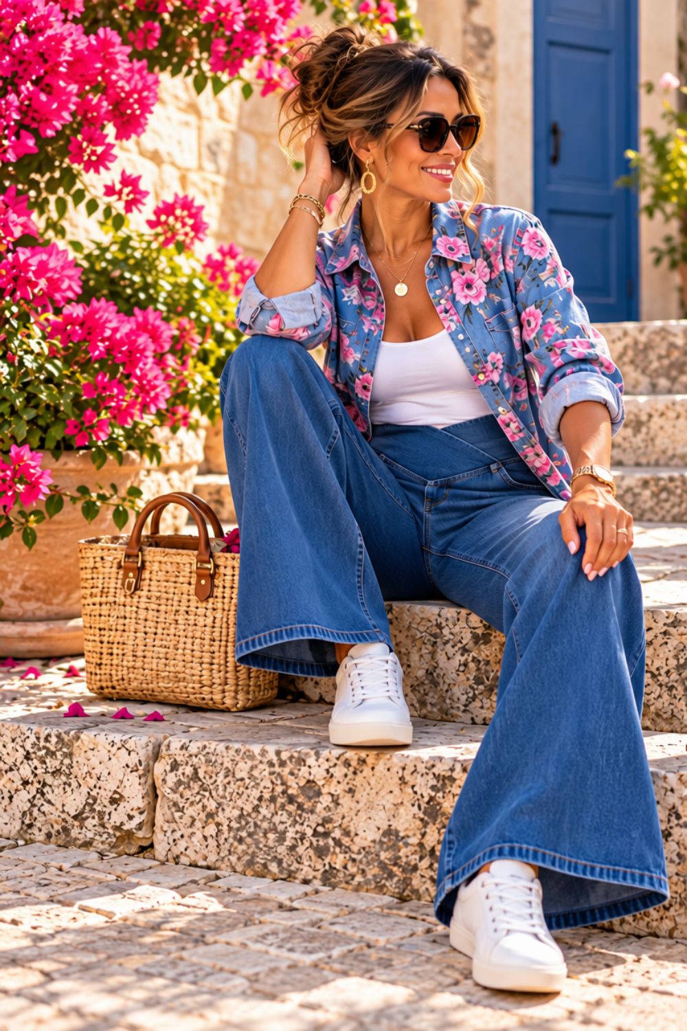 High Waisted Stretch Jeans with Crossover Waist | Straight Leg