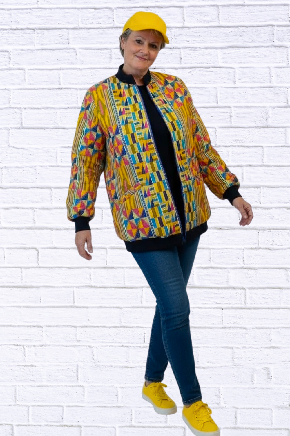 Maddy Traditional Bomber Printed Ethnic Jacket - Bold Prints | Diva USA 38 Multi Yellow
