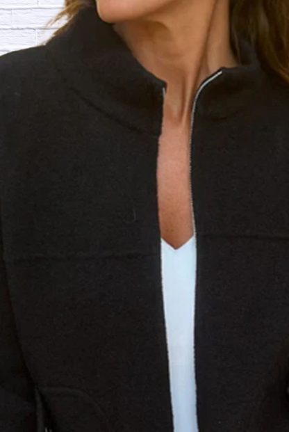 Full Size Textured Knit Zip Up Outerwear Plus Size