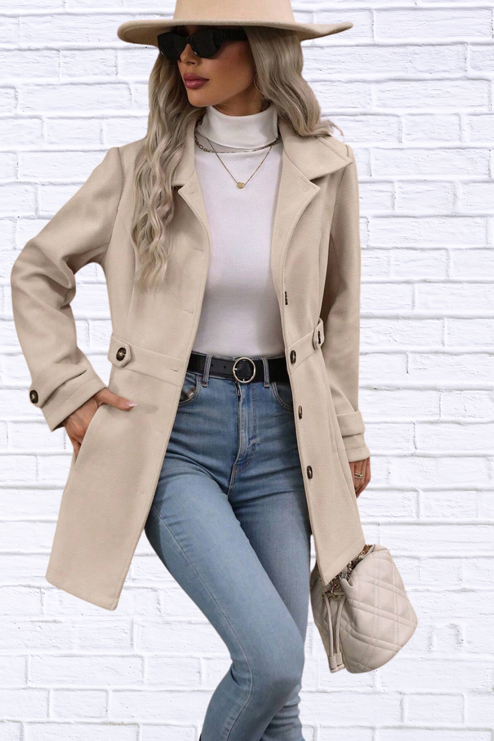 Collared Neck Button Up Coat