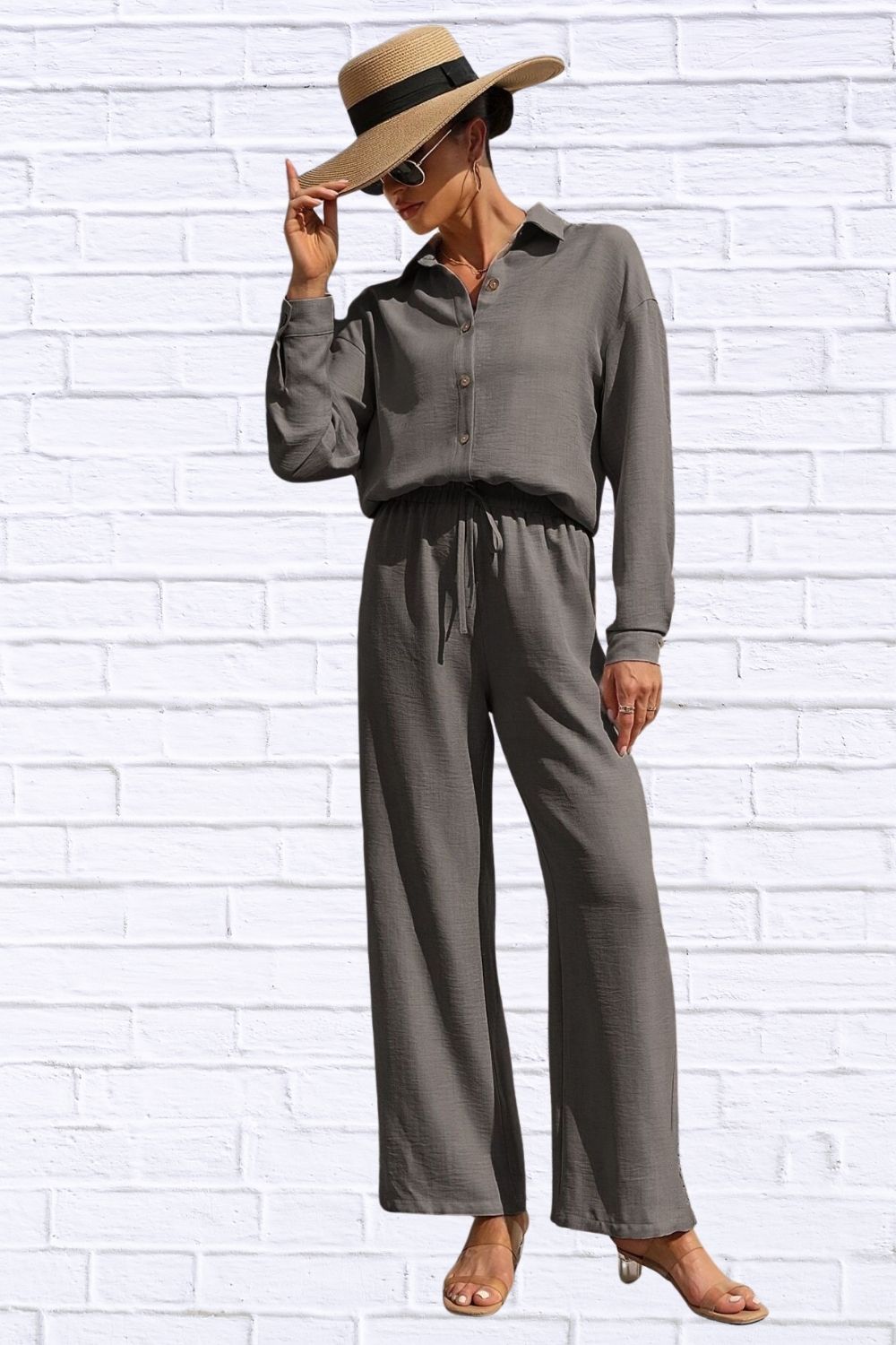 Button Up Shirt & Pants Set | Women’s Matching Outfit