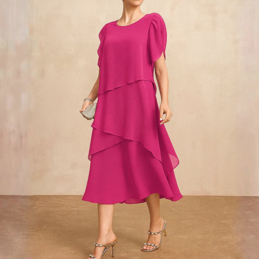 Danielle - Women's Layered Chiffon Midi Dress