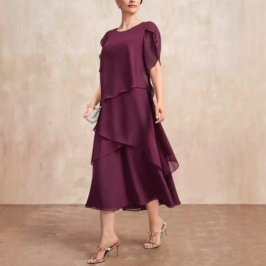 Danielle - Women's Layered Chiffon Midi Dress