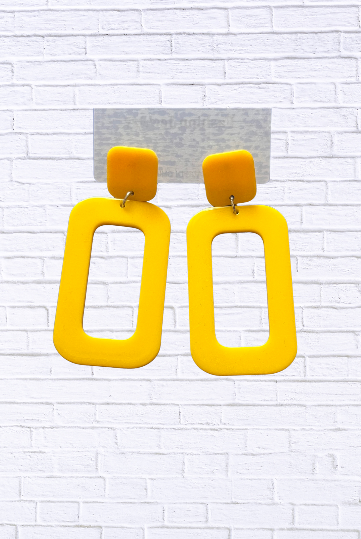 Bold Yellow Geometric Drop Earrings – Statement Rectangle Fashion Jewelry Yellow