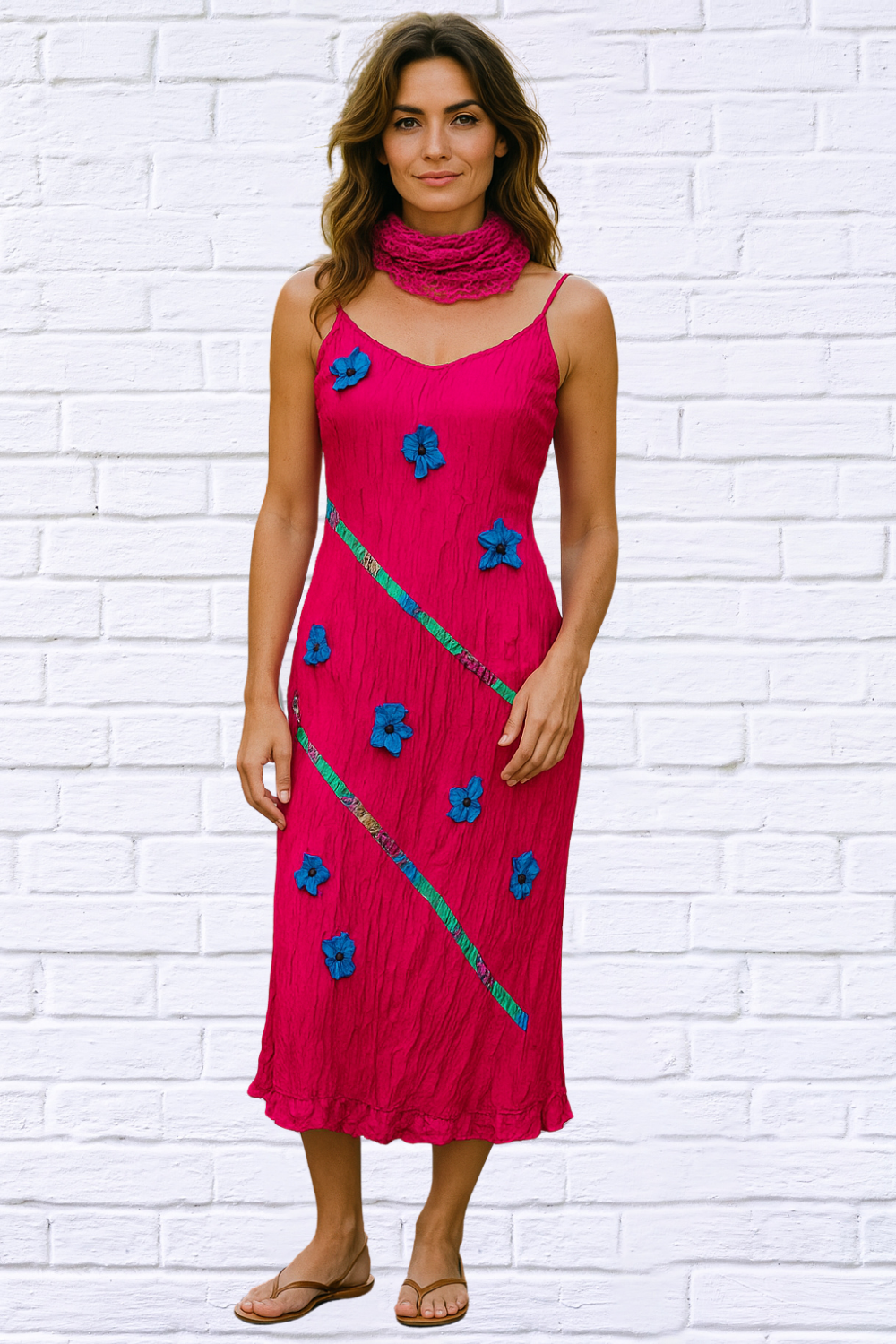 Sibella Crushed Dress Cerise
