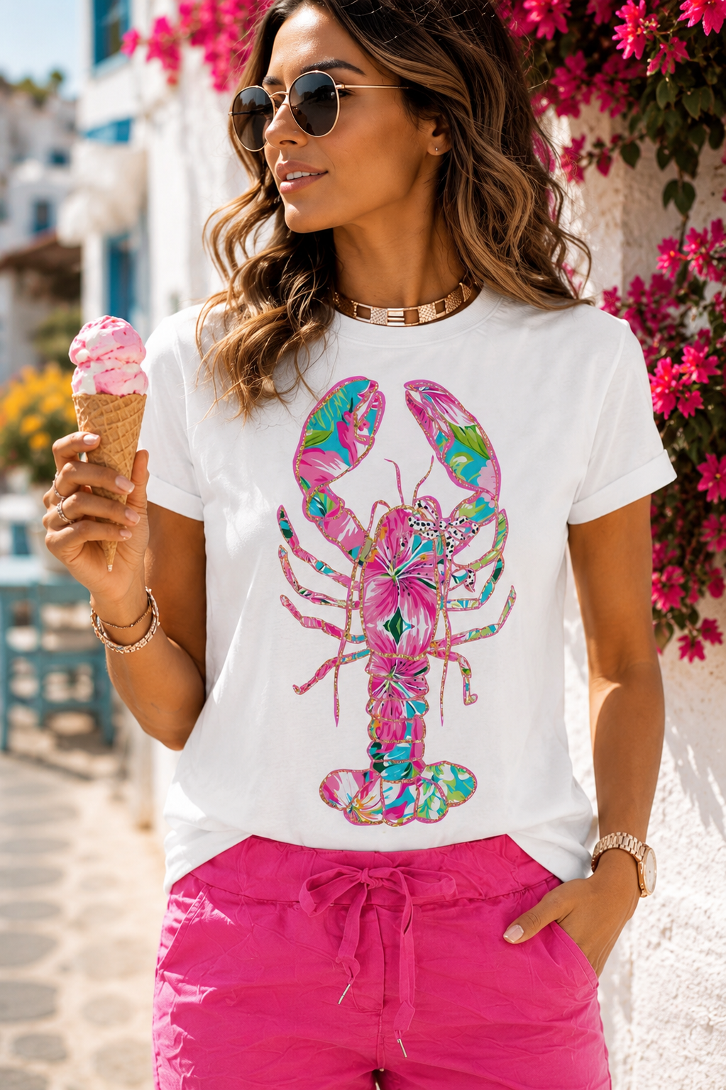 Lobster Graphic T-Shirt for Women | Coastal Vacation Tee