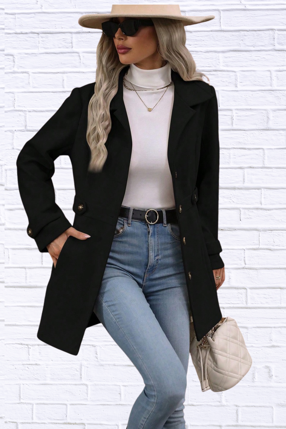 Collared Neck Button Up Coat
