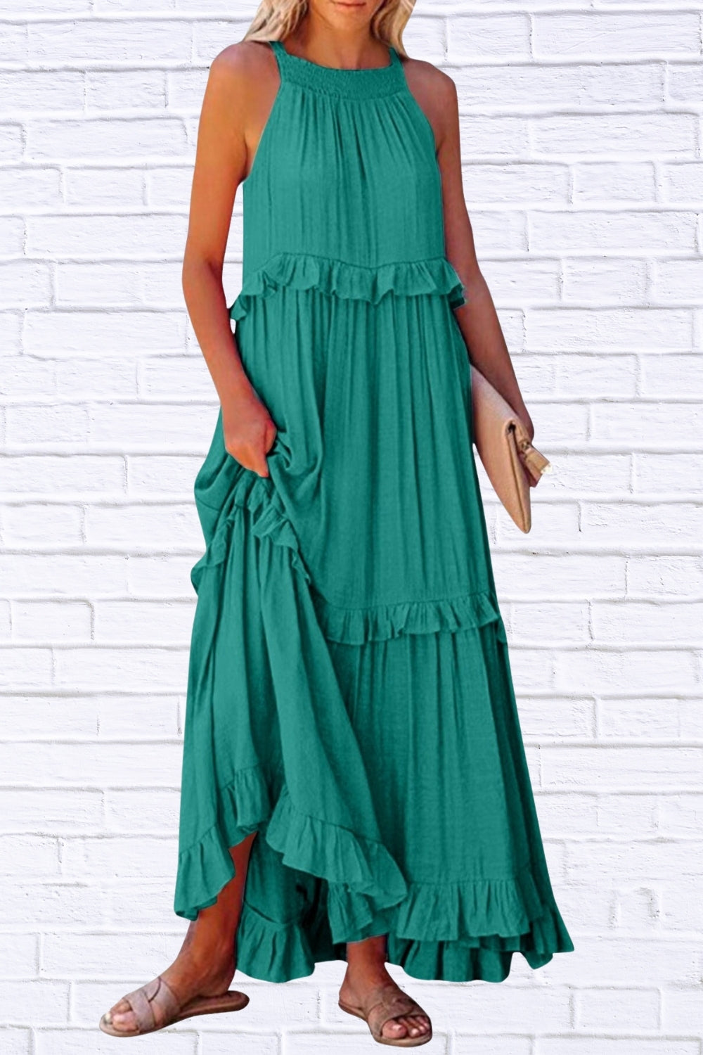 Ruffled Sleeveless Maxi Dress | Flowy & Feminine