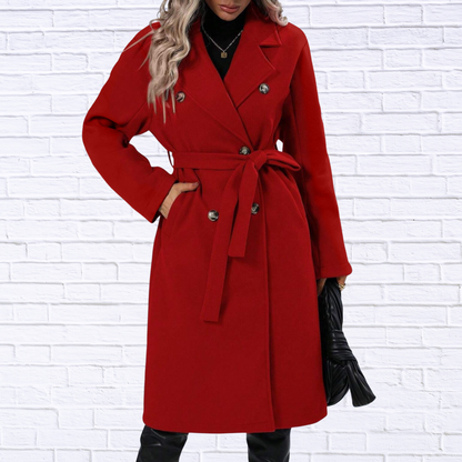 Double-Breasted Tie Waist Coat