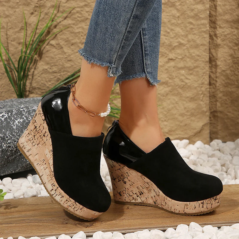 Elise Leroy Cork Wedge Slip-On Pumps