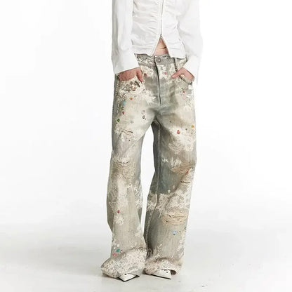 Elise Leroy Distressed Art Washed Jeans