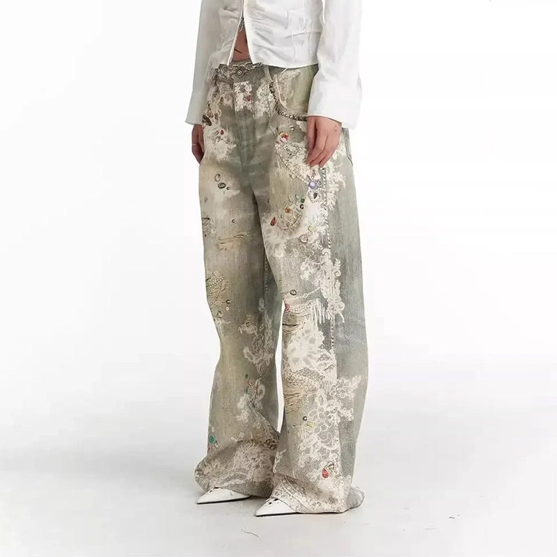 Elise Leroy Distressed Art Washed Jeans