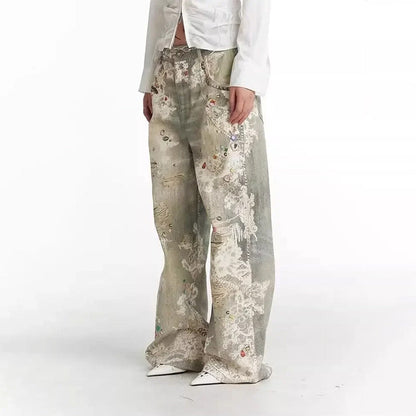 Elise Leroy Distressed Art Washed Jeans