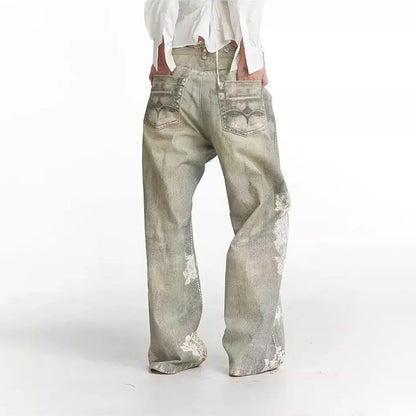 Elise Leroy Distressed Art Washed Jeans