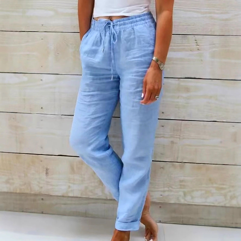 Elise Leroy Drawstring Pants with Elastic Waist