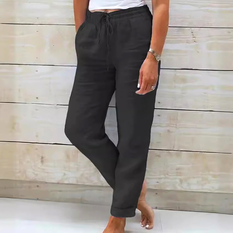 Elise Leroy Drawstring Pants with Elastic Waist