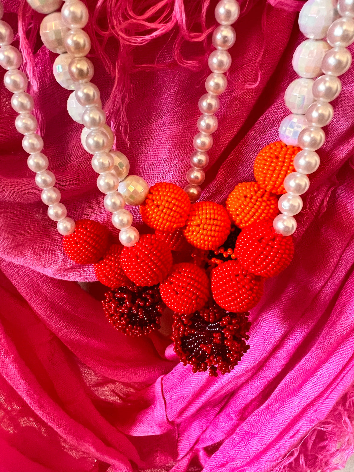 Woya Moya Long Strand Necklace orange