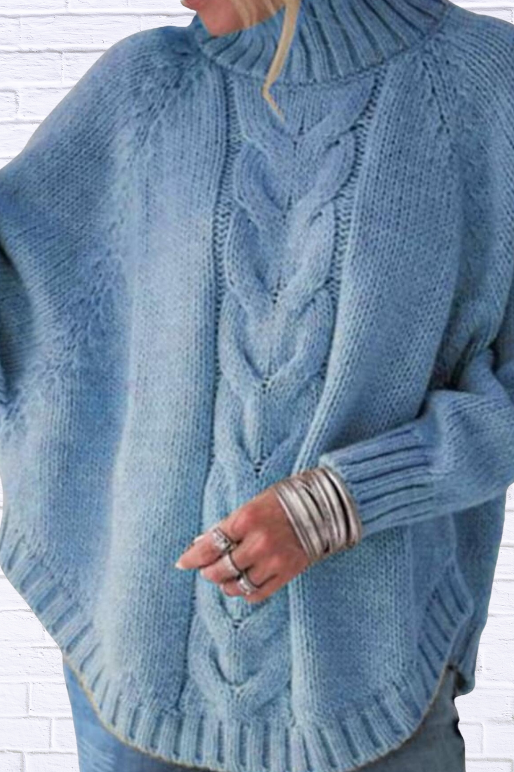 Full Size Cable-Knit Long Sleeve Sweater Plus Size