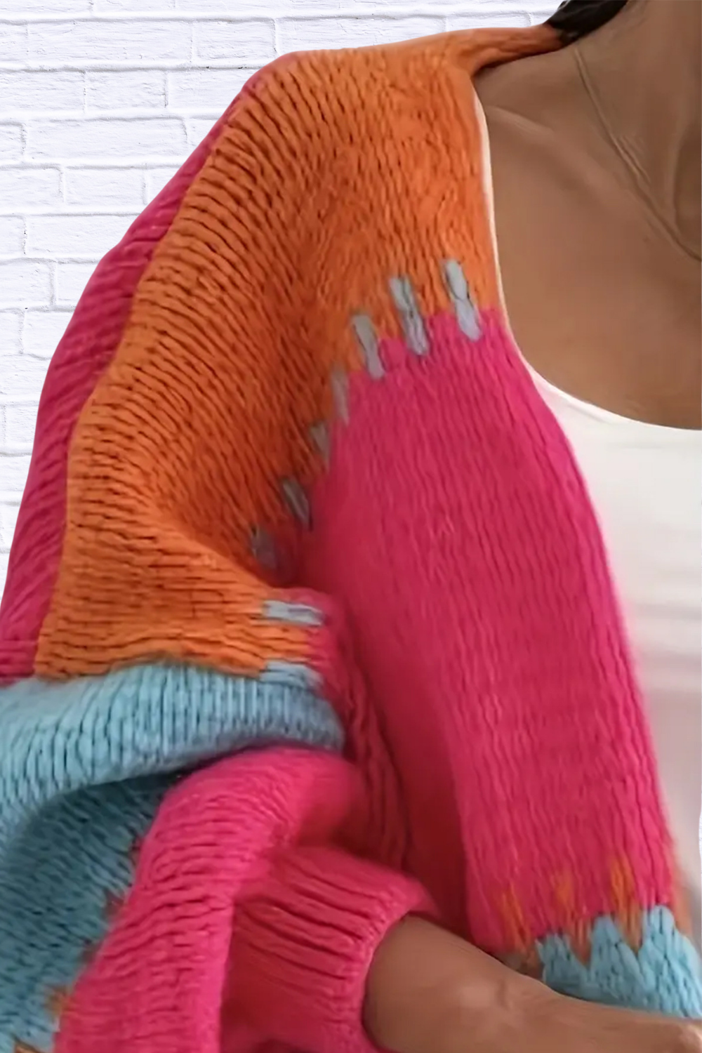 Color Block Drop Shoulder Cardigan
