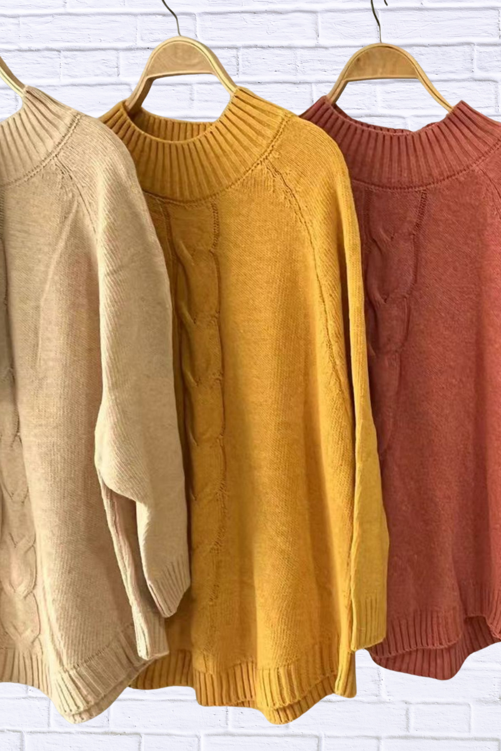 Full Size Cable-Knit Long Sleeve Sweater Plus Size
