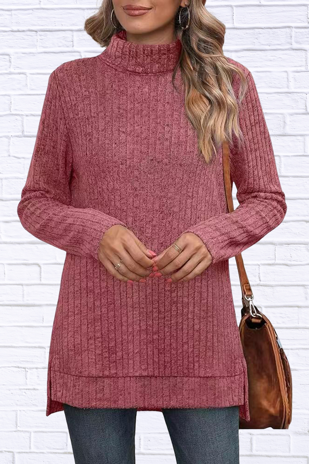 Turtleneck High Low Top