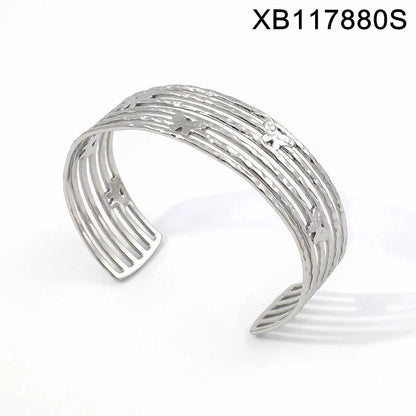 Trendy Elegant Stainless Steel Gold Plated Open Cuff Bangles
