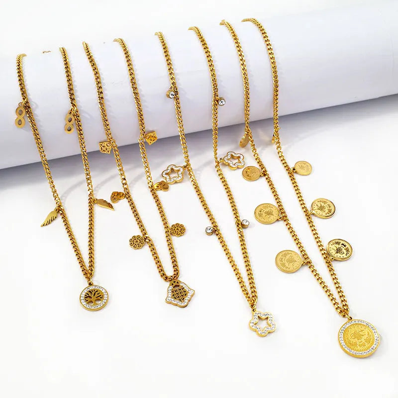 Trendy Elegant 18K Gold Plated Coin Necklace